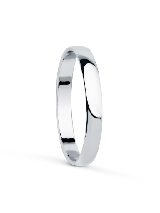 18K ALIANZA ORO BLANCO LISA BRILLO, ANCHO: 2,5 MM