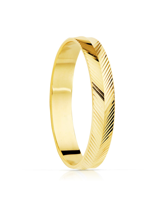 18K ALIANZA ORO AMARILLO TALLADO ESPIGA BRILLO 3,5 MM